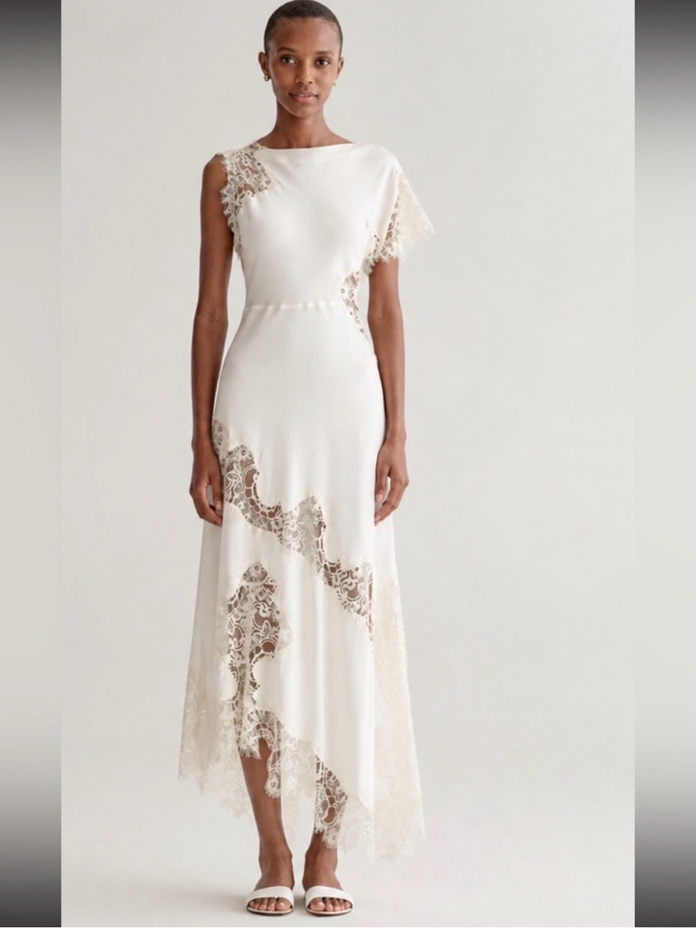 Last chance A.L.C. Alessia Textured Satin And Lace Maxi Dress - Picture 7 of 15